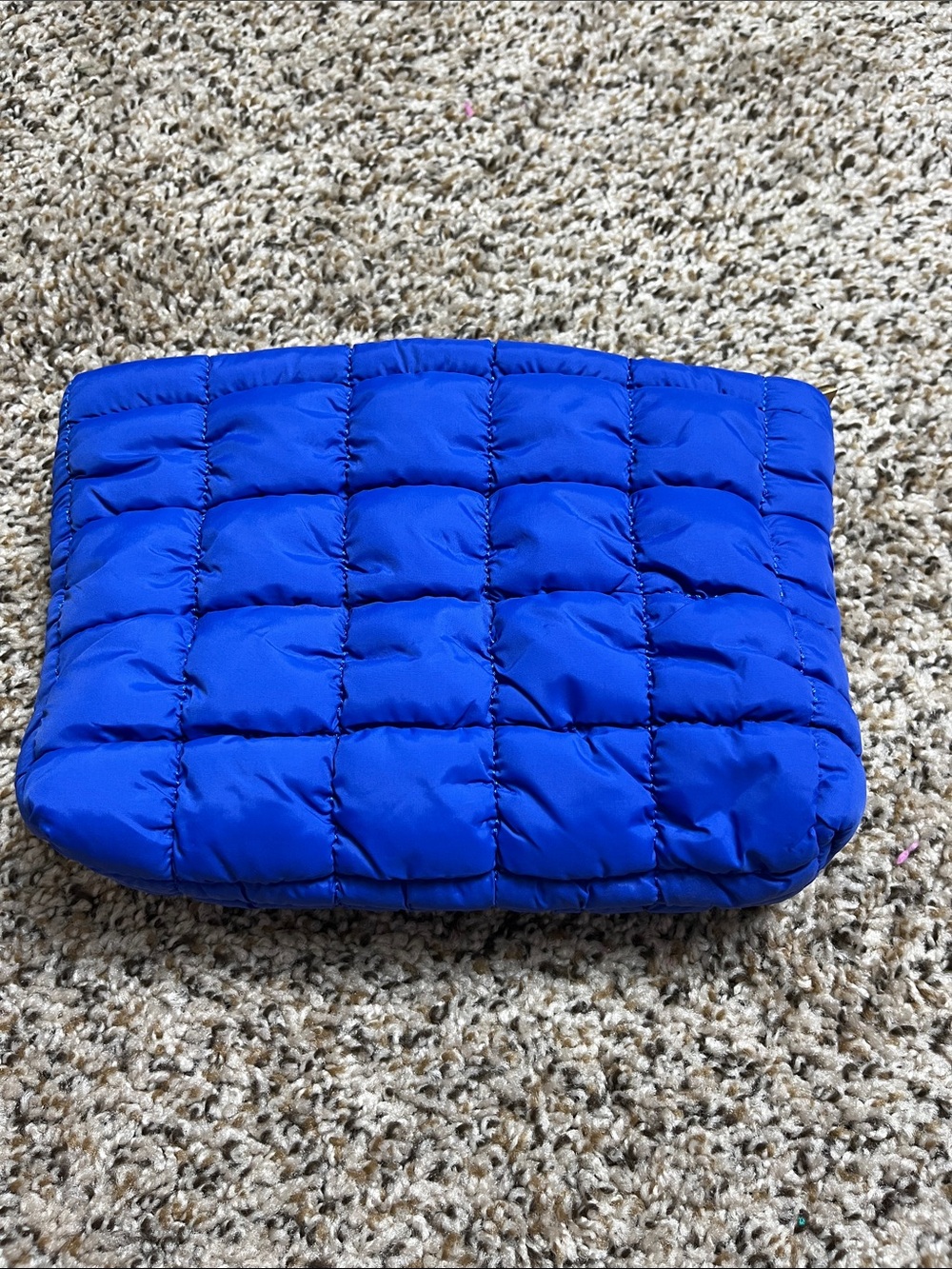 Bright Quilted Blue Pouch